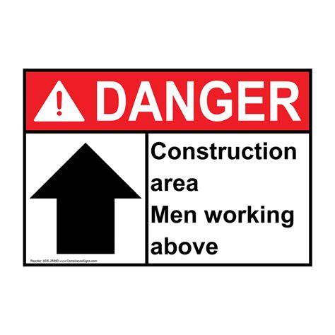 ANSI Construction Area Men Working Above Sign With Symbol ADE 25690