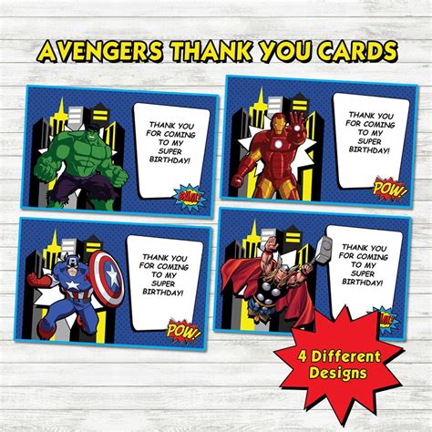 Avengers Thank You Cards Avengers Party Avengers Printable