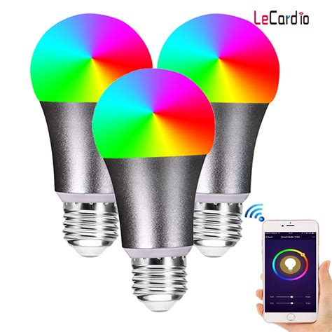 3pcs E27 Wifi Smart Light Bulb Rgbw Led Lamp Dimmable Multicolor Wake