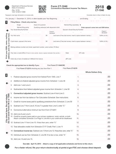 Ct Drs Ct 1040 2018 Fill Out Tax Template Online Us Legal Forms