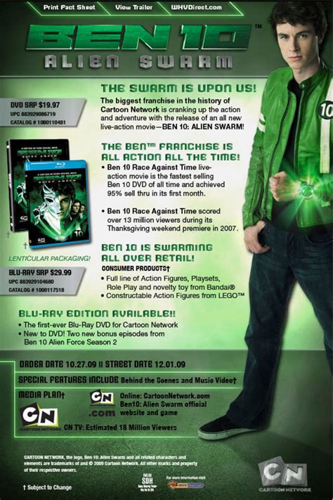 Ben 10 Alien Swarm Dvd 2009 Lenticular Slip Cover Sci