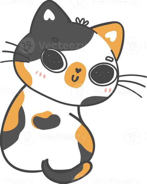 Free Carino Kawaii Giocoso Calicò Gattino Gatto Cartone Animato Disegno