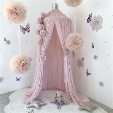 Dreamy Canopy 3 Pom Garlands In Pale Rose Spinkie