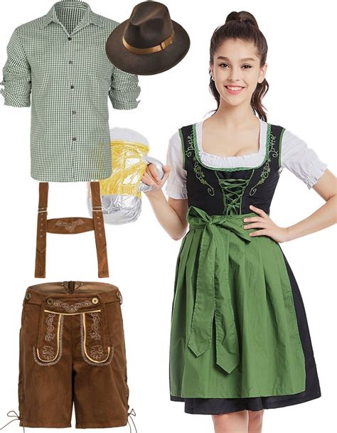 green couple lederhosen dirndl german costume artofit