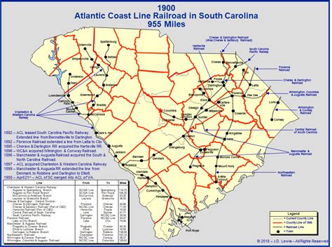 South Carolina Railroads 1900 Atlantic Coast Line System