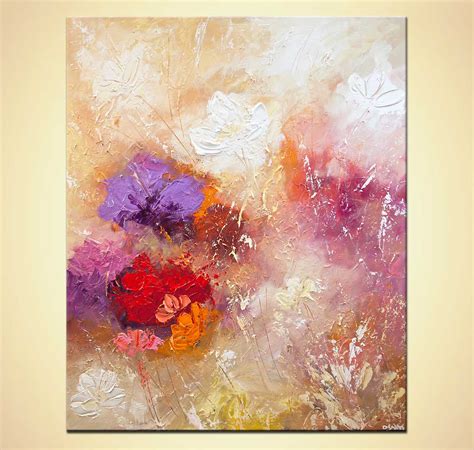 Modern Floral Abstract Painting Textured Abstract Flowers