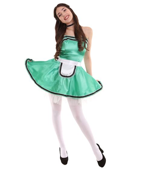 Adult Womens French Maid Uniform Costume Green Cosplay Costume