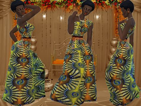 The Sims Resource African Women Maxi Dress Mesh Needed
