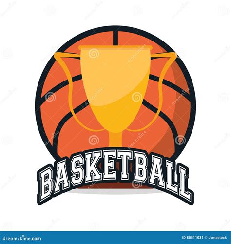 Ball And Trophy Of Basketball Sport Design Stock Vector Illustration