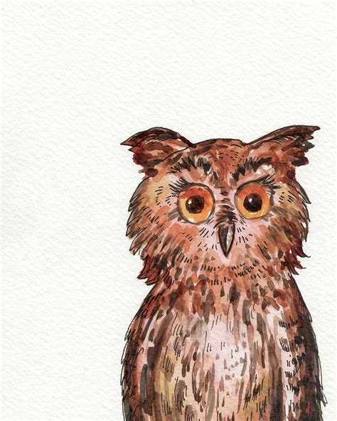 Watercolour Baby Owl Painting By Irina Sztukowski Pixels