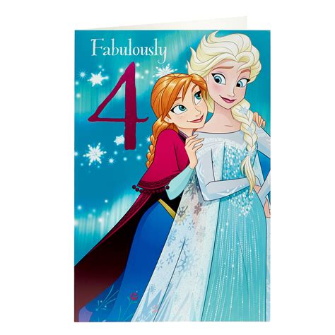 Save 30% on premium only. Buy Frozen 4th Birthday Card for GBP 0.99 | Card Factory UK