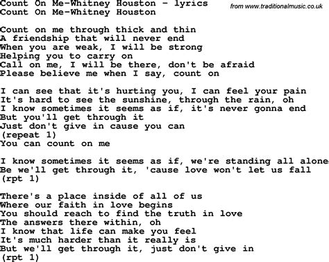 Love Song Lyrics Forcount On Me Whitney Houston