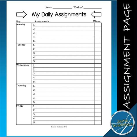 The Daily Assignment Worksheet For Students To Practice Their Writing