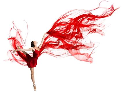 Ballerina Dance Woman Dancing Red Fabric Graceful Ballet Dancer