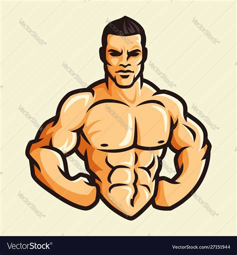 Muscle Man Flexing Show Body Confidence Color Vector Image