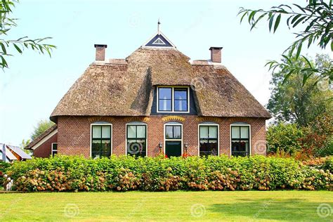 Traditional Thatch Roof Dutch House Giethoorn Netherlands Stock Image