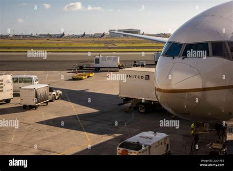 Honolulu Hawaii United Airlines Airplane Being Fueled And Loaded For