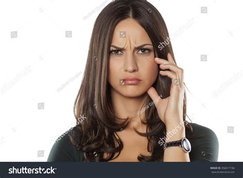 Scowling Young Woman Posing On White Stock Photo 356017196 Shutterstock