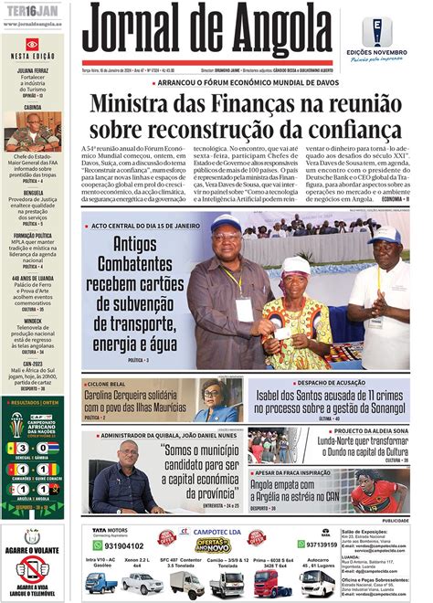 Jornal De Angola Terça 16 De Janeiro De 2024