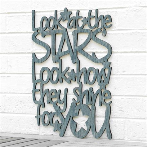 Look At The Stars Coldplay Quote Sign Carved Wood Wall Art Etsy