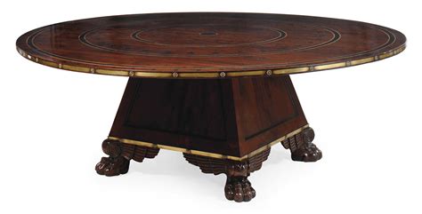 A Mahogany Brass And Ebony Inlaid Large Circular Dining Table
