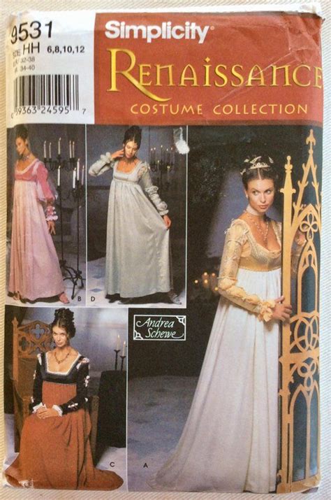 Simplicity Pattern 9531 Renaissance Empire Waist Gowns W Puff Etsy Costume Collection