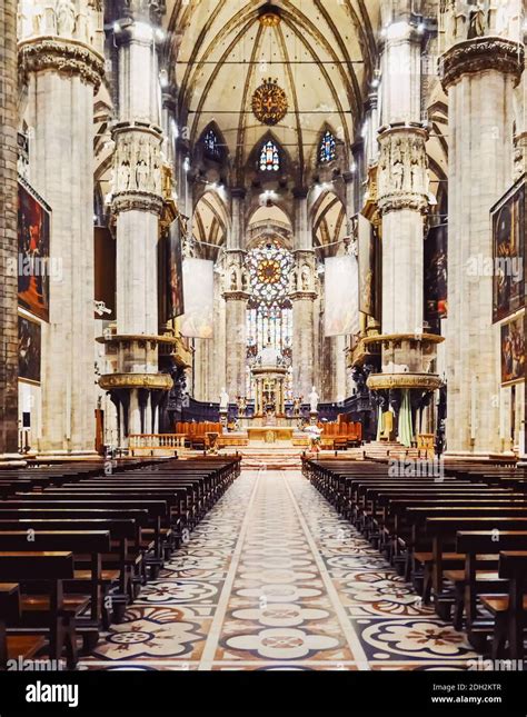 Interior Of Milan Cathedral Known As Duomo Di Milano Historical