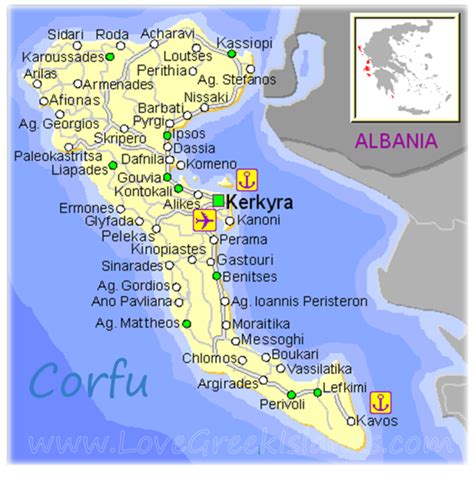 Map Of Corfu Greece Greek Islands