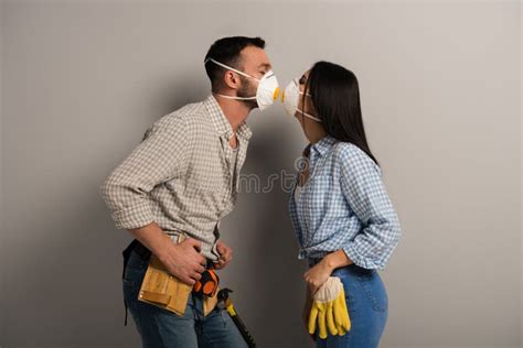 Co Workers Kissing In Office Cubicle Stock Photo Image Of Couple