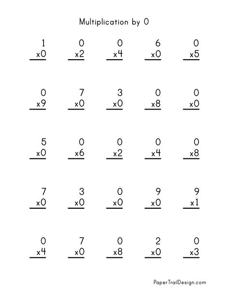 Multiplication 0 Worksheets