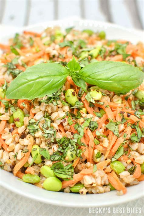 Spicy Farro Salad With Edamame And Carrots Beckys Best Bites