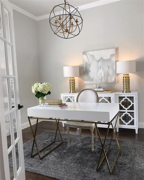 Home Office Inspiration White And Gold Desk White