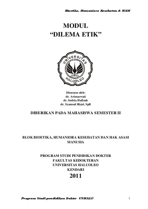 Etika Profesi Dan Hukum Kesehatan Pdf-DIBERIKAN PADA MAHASISWA SEMESTER II BLOK BIOETIKA 