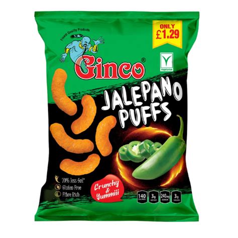 Ginco Jalapeno Puffs 100g X Pack Of 12 Fiery And Flavorful Snack