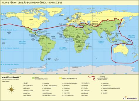 Estudos De Geografia 2014 DivisÃo Norte X Sul O Mundo Dividido Pela