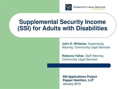 Ppt Supplemental Security Income Ssi For Adults With Disabilities