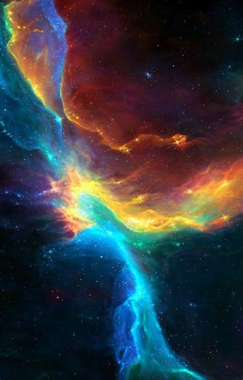Amazing Orange Blue And Yellow Nebula Cosmos Deep Space Space And