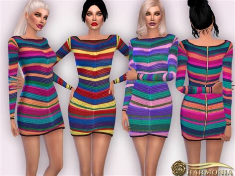 Crochet Effect Knitted Mini Dress By Harmonia At Tsr Sims 4 Updates
