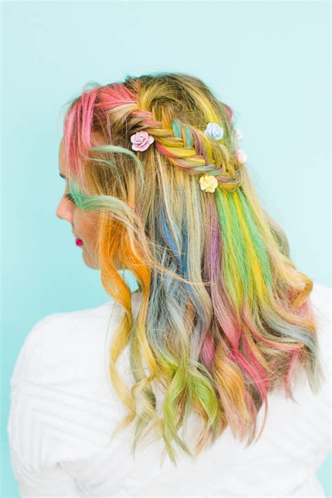 Draw a rainbow and transform it into a brilliant blur. RAINBOW HAIR BRAID TUTORIAL | Bespoke-Bride: Wedding Blog