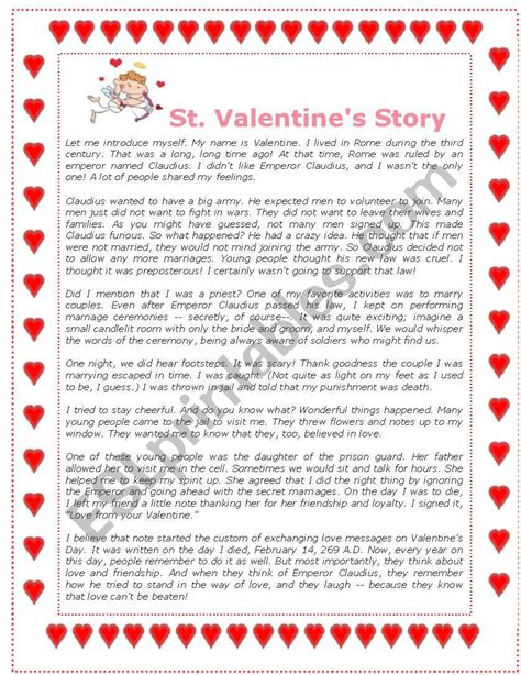 Valentines Story Esl Worksheet By Ariana