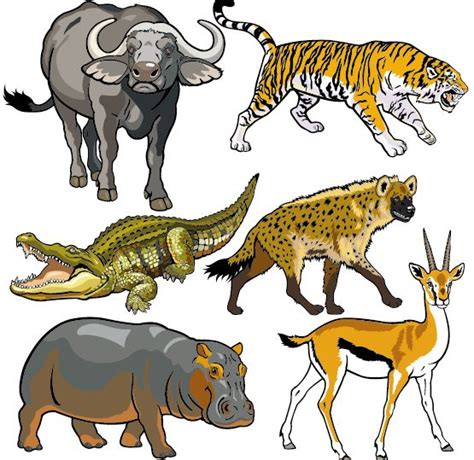 Vector Set Of Wild Animals Design Graphic 06 Free African Animals