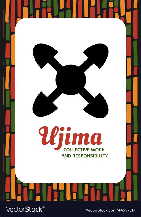 Seven Principles Of Kwanzaa Card Symbol Ujima Vector Image