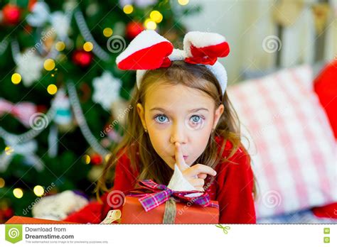 Happy Child Girl With Christmas Ts Stock Image Image Of