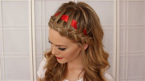 Dutch Braid Hairstyle With A Ribbon Youtube