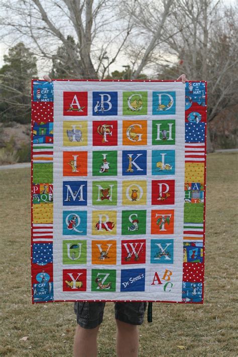 This Quilt Was Made From A Dr Seuss Abc Quilt Panel With Side Borders