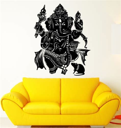 Wall Sticker Vinyl Decal God Ganesha India Hindu Religion Ig1858 Ebay