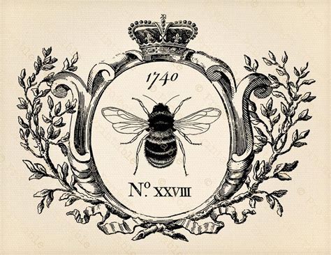 Printable Clipart Vintage Honey Bee Graphics In Frame And Etsy Uk