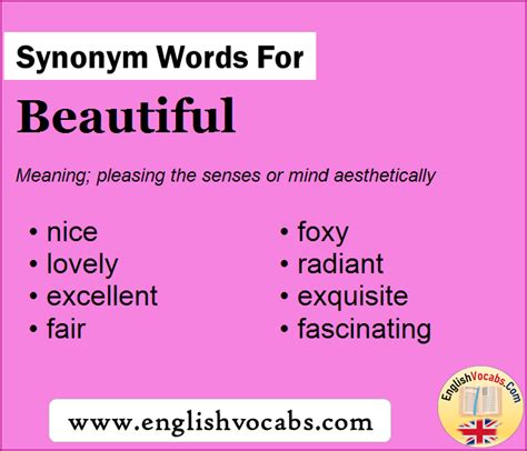Synonym for Beautiful, what is synonym word Beautiful - English Vocabs