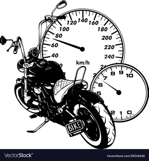 Silhouette Chopper Motorcycle With Speedometer Vector Image