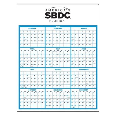 Full Year View Single Sheet Wall Calendar